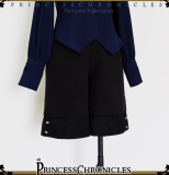 Princess Chronicles Black and Blue Ouji Lolita Blouse, Vest and Pants