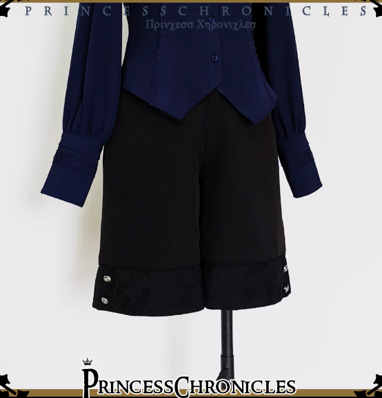 Princess Chronicles Black and Blue Ouji Fashion Blouse, Vest and Pants