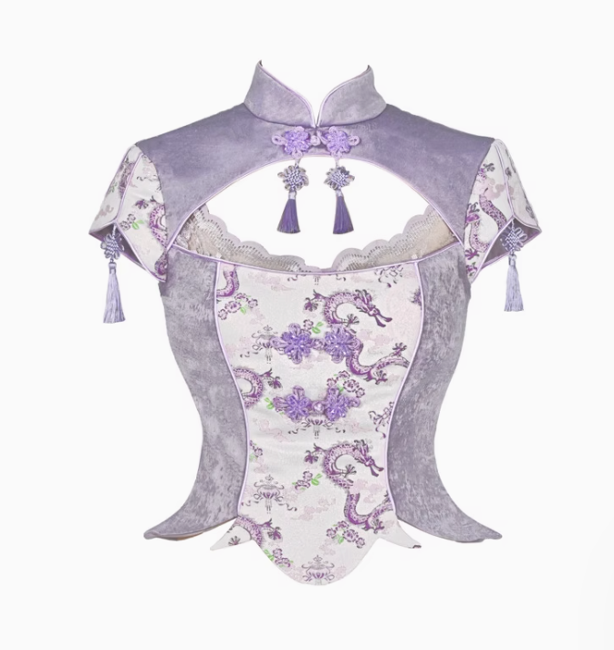 Blood Supply Dragon Prints Jacquard Qi Halloween Top, Skirt and Sleeves