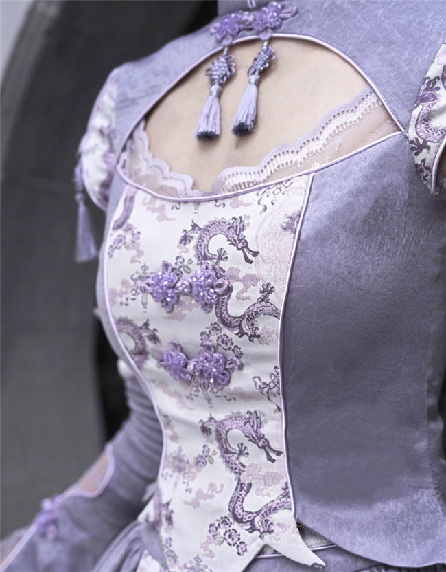 Blood Supply Dragon Prints Jacquard Qi Halloween Top, Skirt and Sleeves