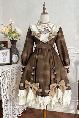 Chocolate Cat Long Sleeves Lolita Dress