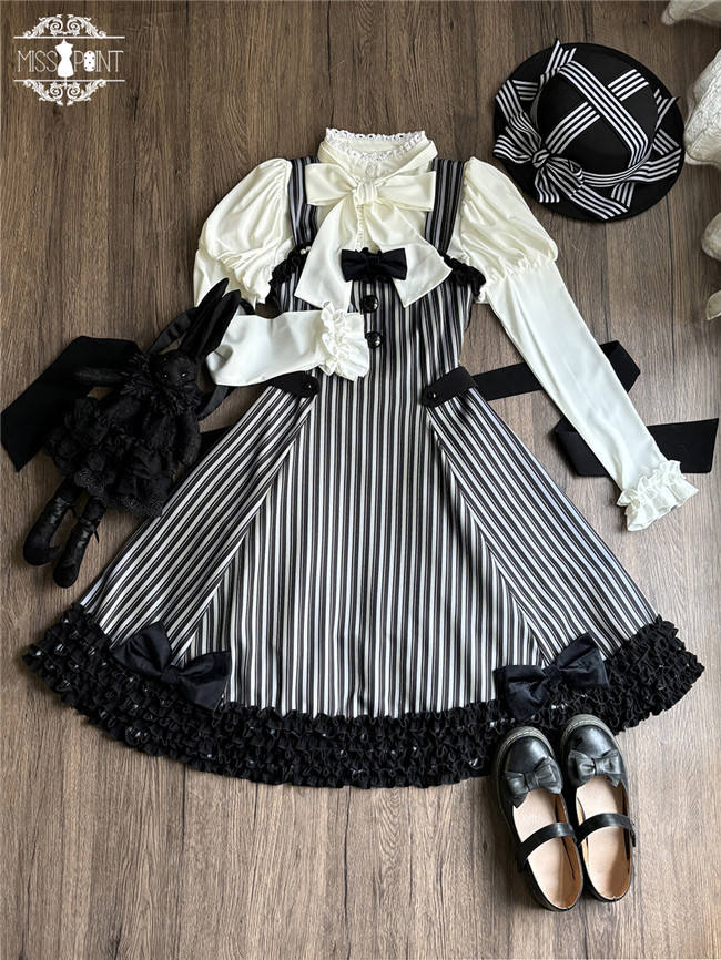 Miss Point Classic Chocolate Stripe Lolita Jumper Dress