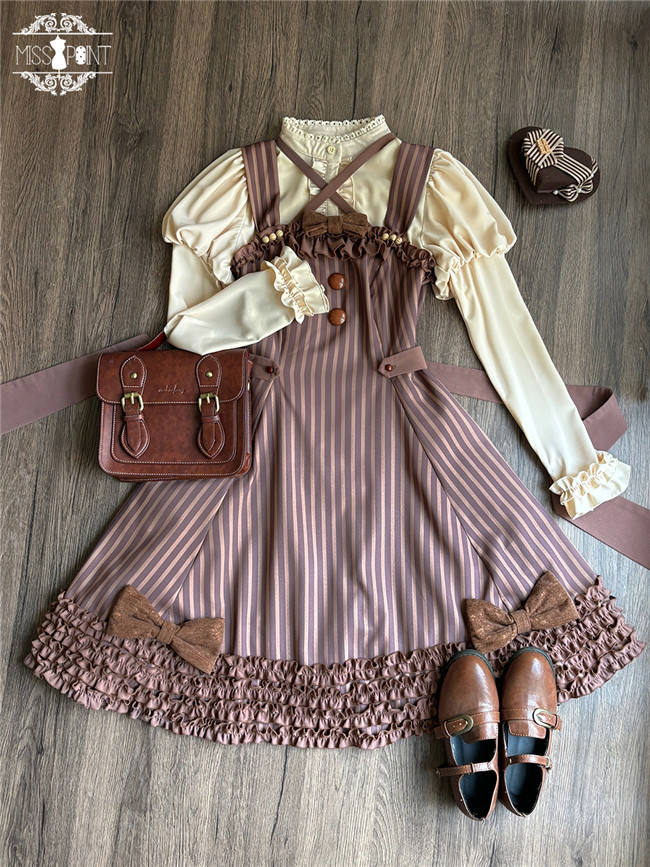 Miss Point Classic Chocolate Stripe Lolita Jumper Dress