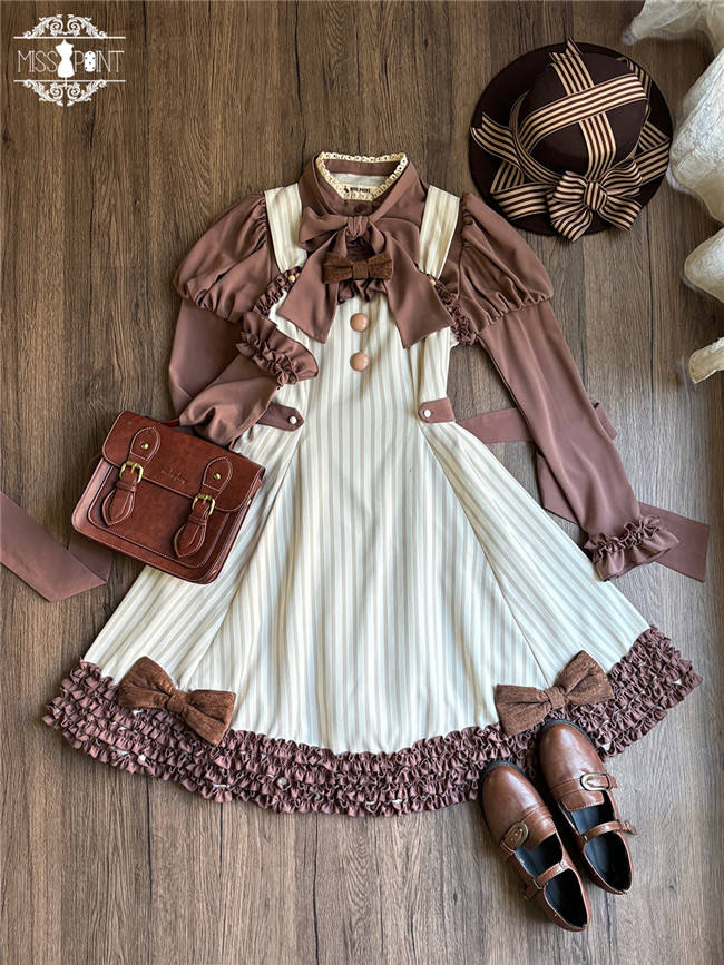 Miss Point Classic Chocolate Stripe Lolita Jumper Dress