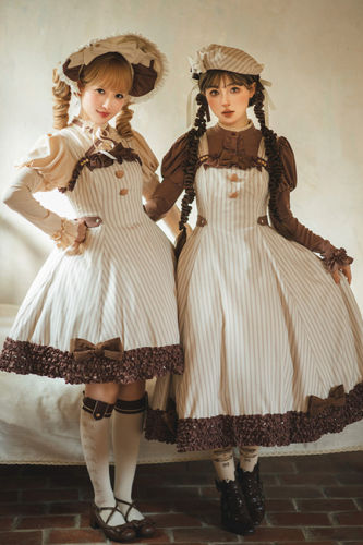 Miss Point Classic Chocolate Stripe Lolita Jumper Dress