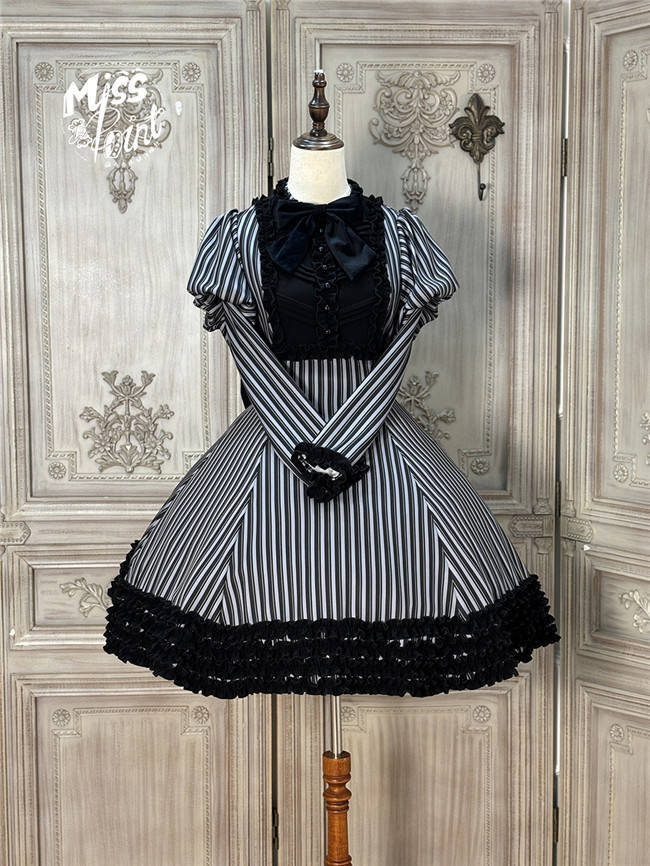 Miss Point Classic Chocolate Stripe Lolita Dress