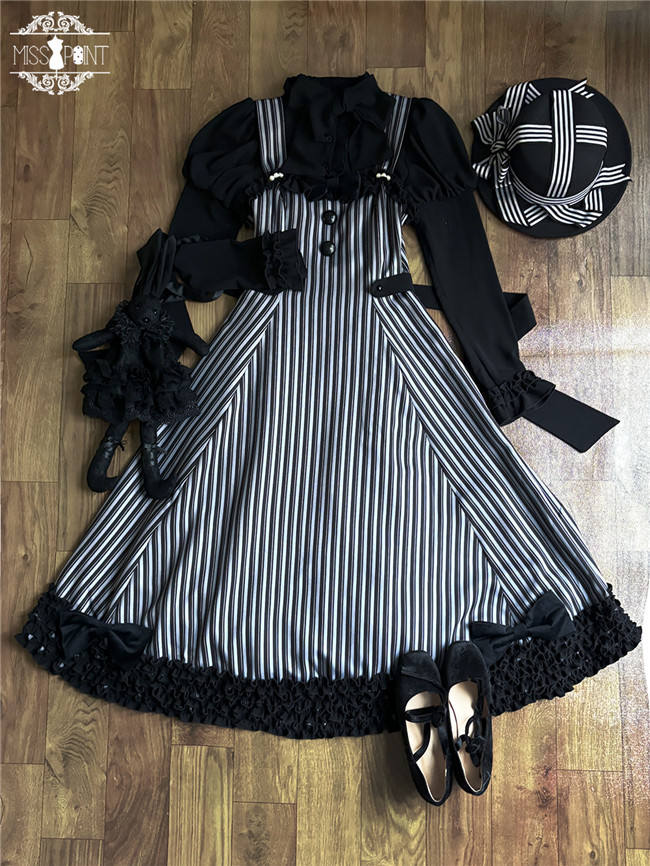 Miss Point Classic Chocolate Stripe Lolita Jumper Dress