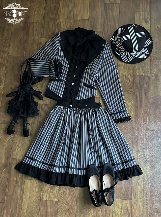 Miss Point Classic Chocolate Stripe Lolita Coat