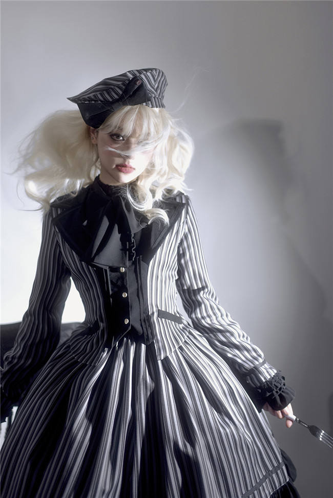 Miss Point Classic Chocolate Stripe Lolita Coat