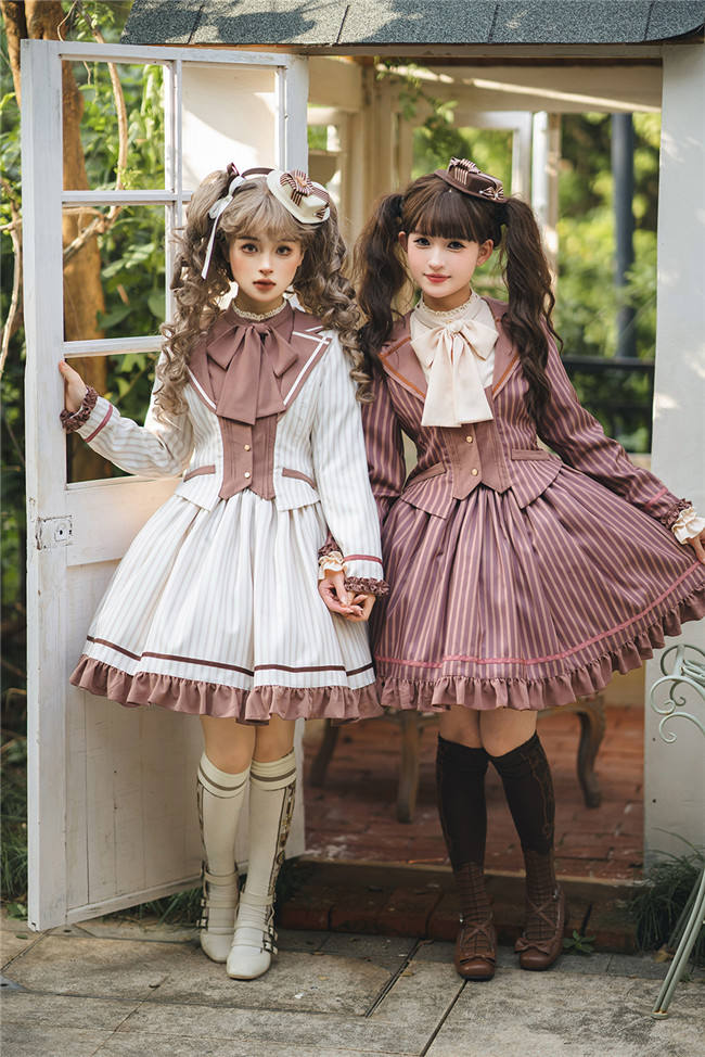 Miss Point Classic Chocolate Stripe Lolita Skirt