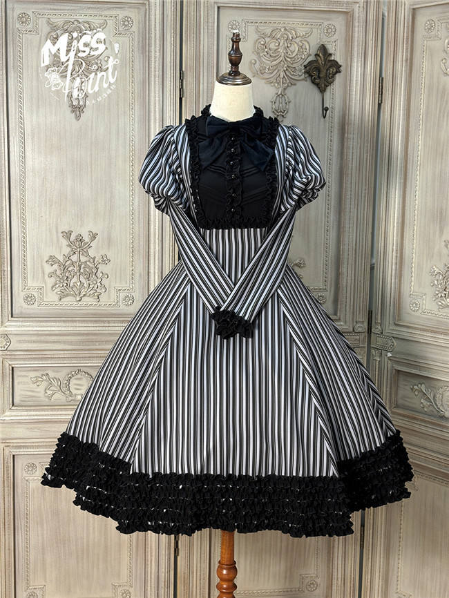 Miss Point Classic Chocolate Stripe Lolita Dress
