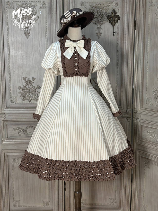 Miss Point Classic Chocolate Stripe Lolita Dress