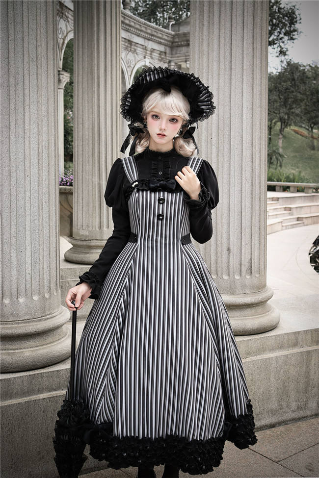 Miss Point Classic Chocolate Stripe Lolita Jumper Dress