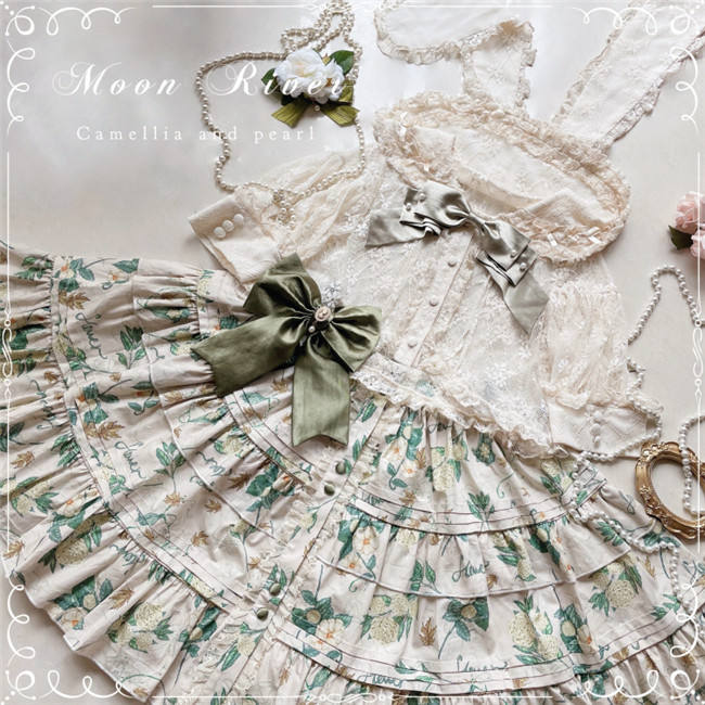 Moon River ~Camellia Vintage Flowers Lolita Vest/Skirt