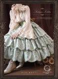Embroidered Lily of the Valley Green Tiered Lolita Skirt