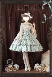 Embroidered Lily of the Valley Green Tiered Lolita Skirt
