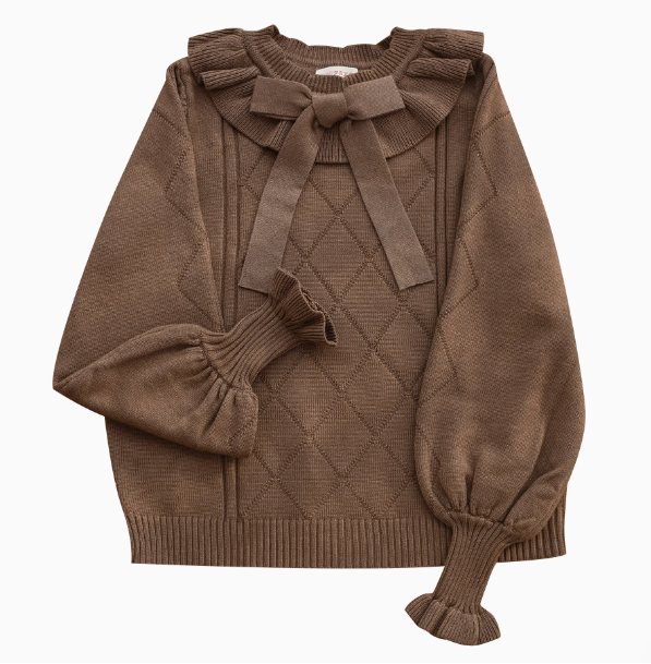 Round Collar Puff Sleeves Sweater