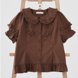 Peter Pan Collar Short Sleeves Cotton Lolita Blouse