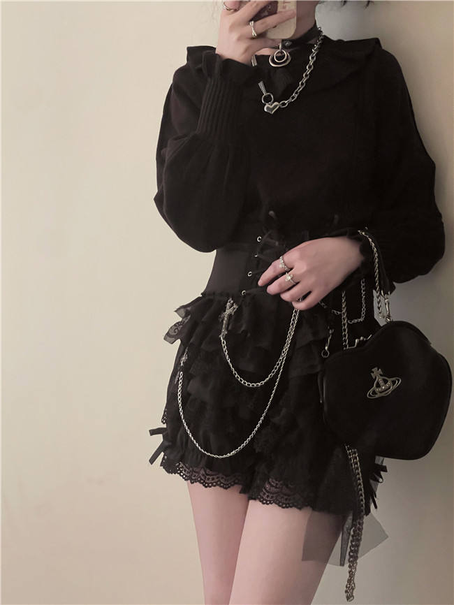 Round Collar Puff Sleeves Sweater