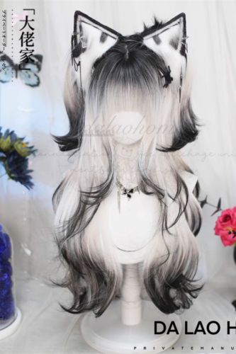 Dalao Home Black White Ombre Lolita Wig