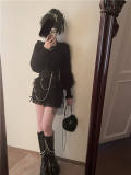 Round Collar Puff Sleeves Sweater