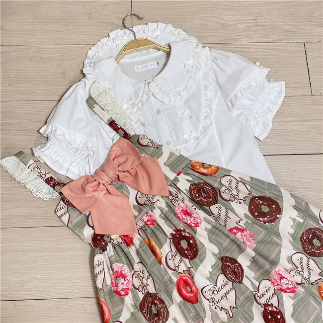 Peter Pan Collar Short Sleeves Cotton Lolita Blouse