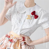Peter Pan Collar Short Sleeves Cotton Lolita Blouse