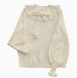 Round Collar Puff Sleeves Sweater