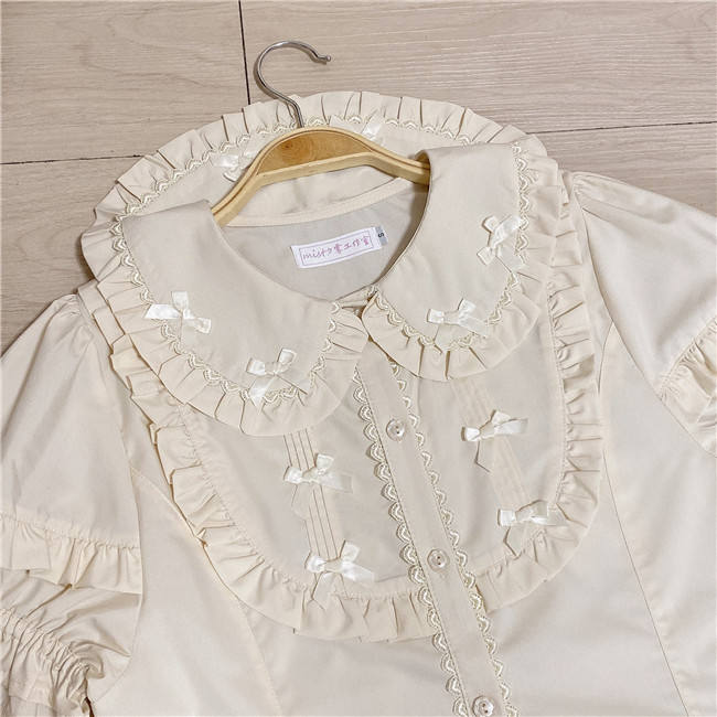 Peter Pan Collar Short Sleeves Cotton Lolita Blouse