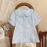 Peter Pan Collar Short Sleeves Cotton Lolita Blouse