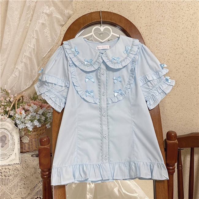Peter Pan Collar Short Sleeves Cotton Lolita Blouse