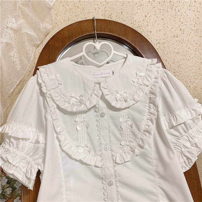 Peter Pan Collar Short Sleeves Cotton Lolita Blouse