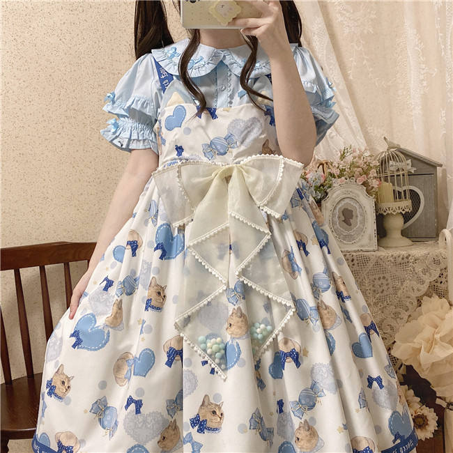 Peter Pan Collar Short Sleeves Cotton Lolita Blouse