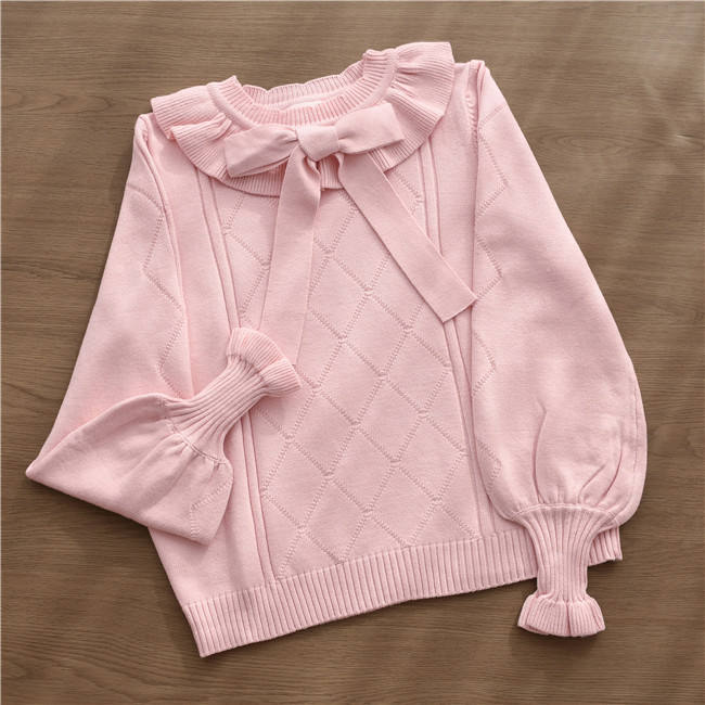 Round Collar Puff Sleeves Sweater
