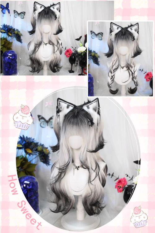 Dalao Home Black White Ombre Lolita Wig