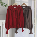 Round Collar Puff Sleeves Sweater
