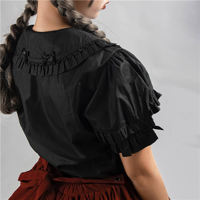Peter Pan Collar Short Sleeves Cotton Lolita Blouse
