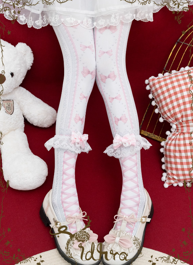 Yidhra Bowknot and Ribbon Christmas Lolita Tights