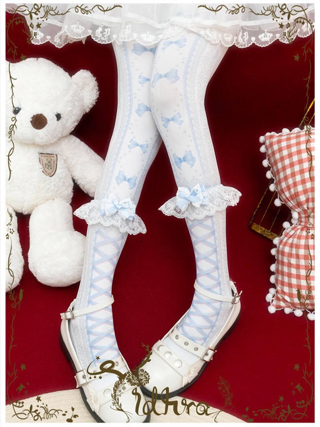 Yidhra Bowknot and Ribbon Christmas Lolita Tights