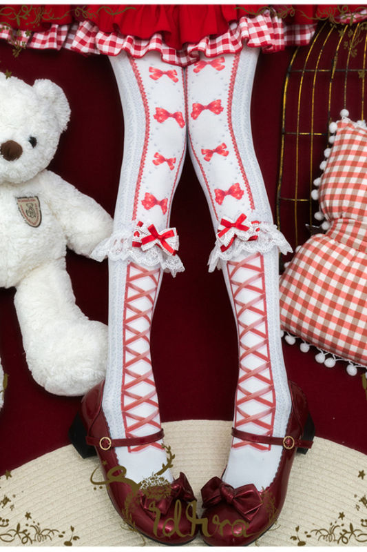 Yidhra Bowknot and Ribbon Christmas Lolita Tights