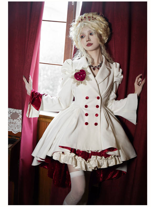 Withpuji Heart of Mary Waist Fishbones Dress and Irregular Coat