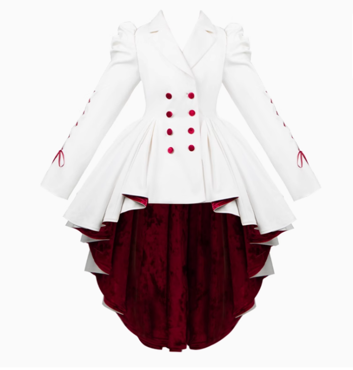 Withpuji Heart of Mary Waist Fishbones Dress and Irregular Coat