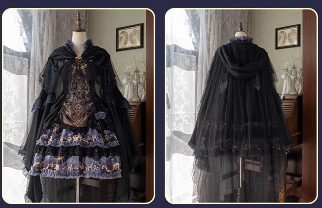 Ying Luo Fu Astrologer Cat Classic Lolita Dress and Cape