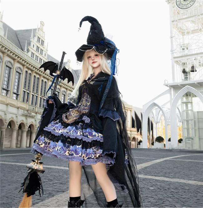 Ying Luo Fu Astrologer Cat Classic Lolita Dress and Cape
