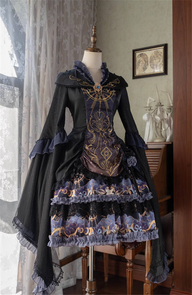 Ying Luo Fu Astrologer Cat Classic Lolita Dress and Cape