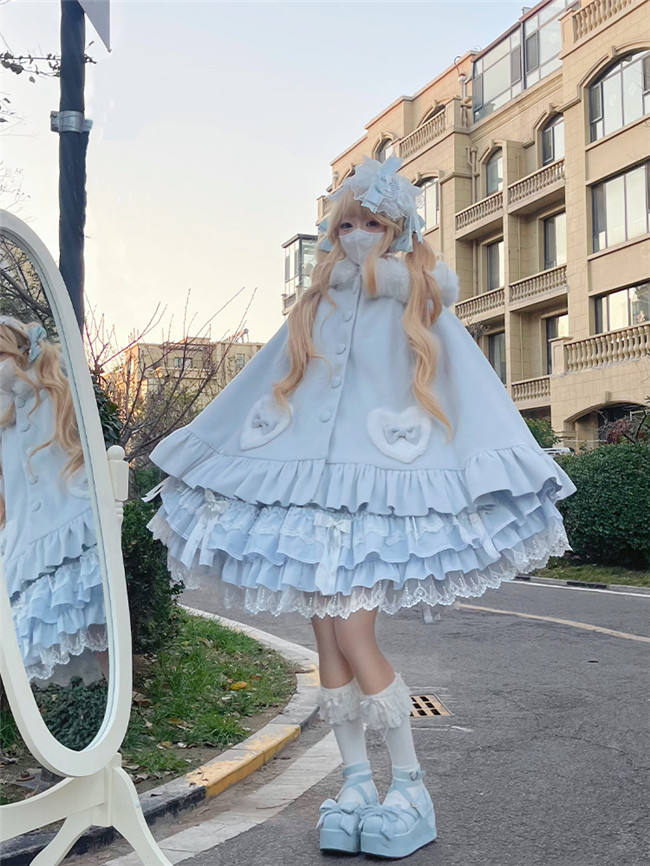 Sweet Bunny Ears Thick Lolita Cape