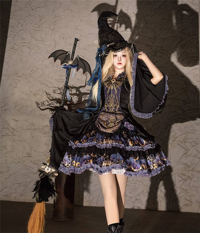 Ying Luo Fu Astrologer Cat Classic Lolita Dress and Cape