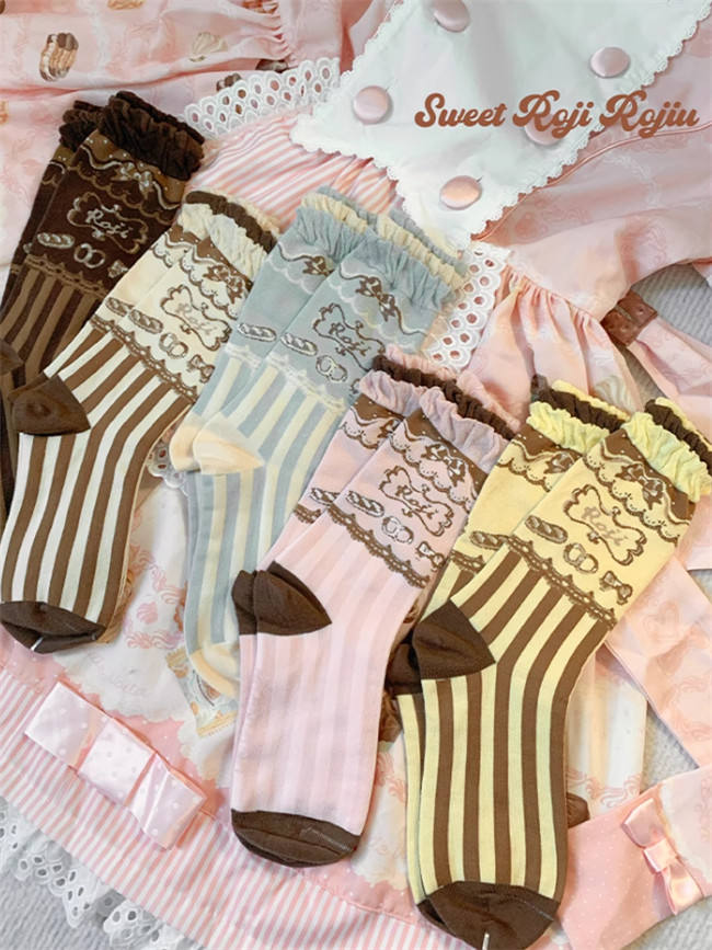 Roji Stripe Cotton Lolita Short Socks