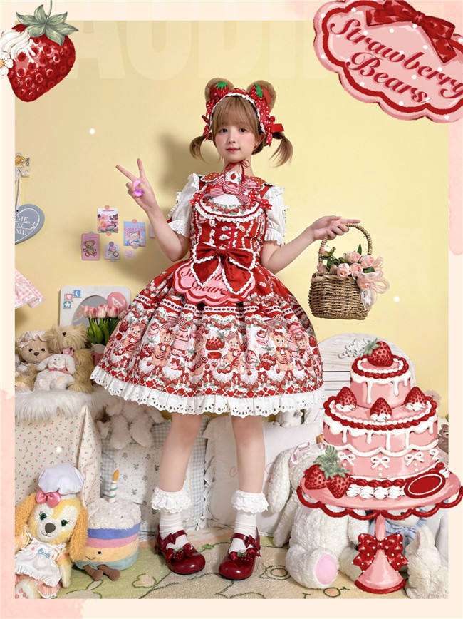 Strawberry Bears Sweet Lolita Dress Full Set