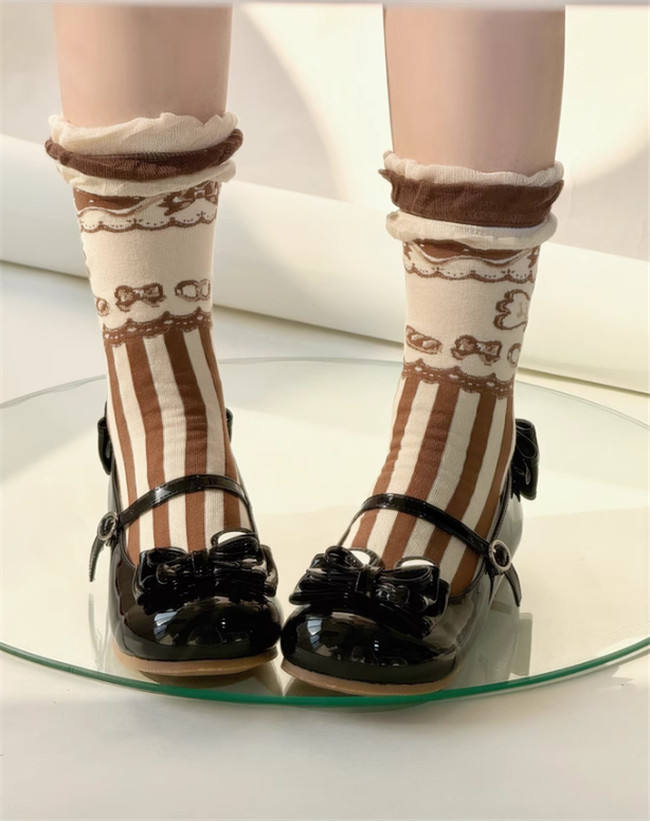 Roji Stripe Cotton Lolita Short Socks